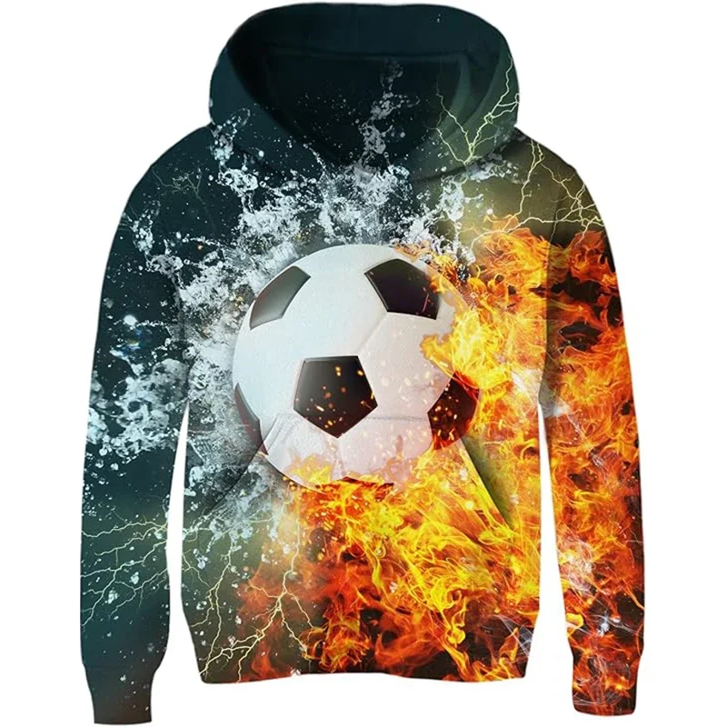 2024 Men's Football Graphic Hoodies New Fashion Sports Fitness Ball Game 3D Print Boys Kids Hooded Sweatshirts Running Pullovers