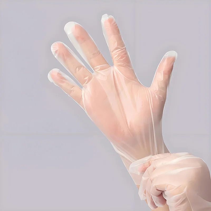 

200 шт. одноразовых перчаток из полиэтилена — 26,4 см, прозрачные, безопасные для пищевых продуктов, без пудры, для кухни, работы с продуктами и уборки дома