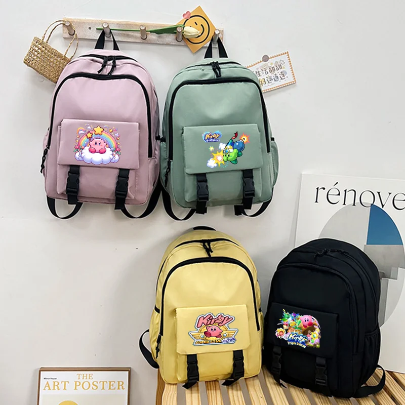 

Kirbys Cute Schoolbag Large Capacity Students Backpacks Cartoon Anime Pattern Printed Backpack Back To School Party Gifts New