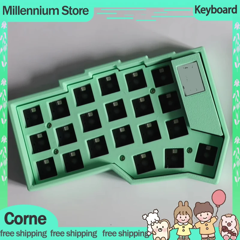 corne dividir kit de teclado mecanico com tela e ink rgb personalizado hot swap para o modo zmk bluetooth sem fio 01