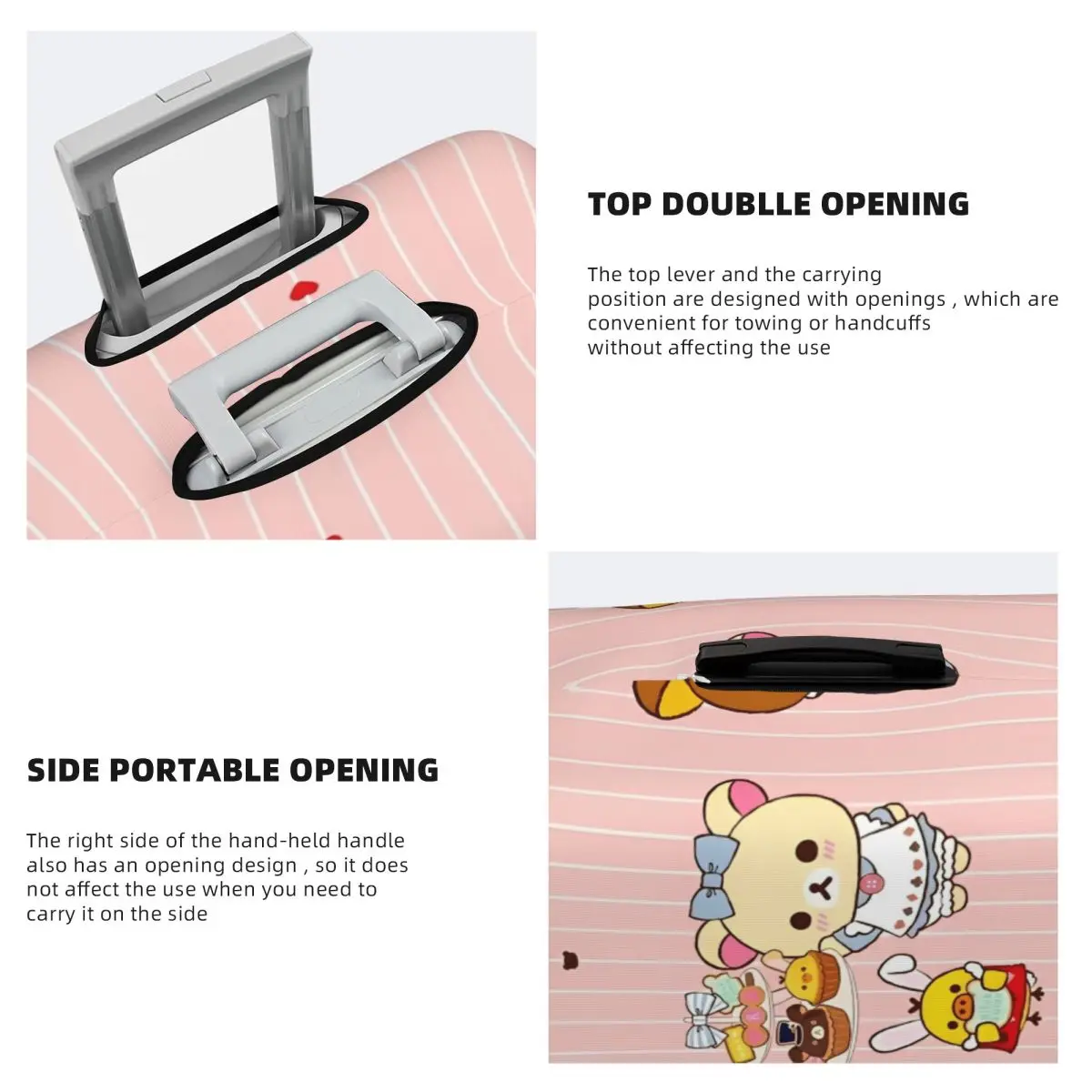غطاء حقيبة Rilakkuma الكرتوني على شكل دب على شكل حيوان رحلة الرحلات البحرية والعطلات وحقيبة الأمتعة الممتعة