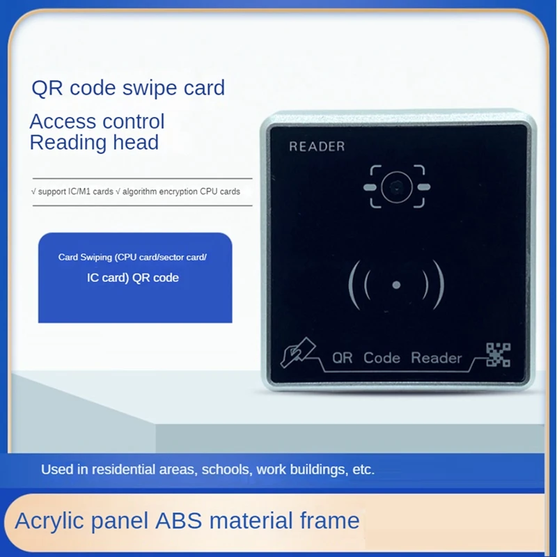 Czytnik kodów QR wodoodporny czytnik karta kontroli dostępu czytnik kart RFID Wiegand 26/34/66BIT wyjście obsługuje karty CPU/IC/M1