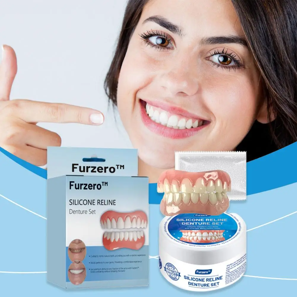 1 conjunto de silicone reline dentadura reparação kit macio dentadura reline kit folheados snap em dentes conforto caber cuidados saúde oral