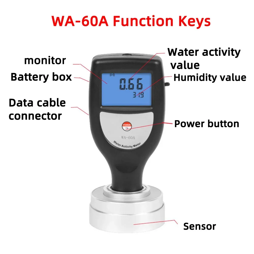 Digital Water Activity Meter WA-60A Food Water Activity Tester High Precision 0aw~1.0aw Food Bread Portable Water Activity Meter