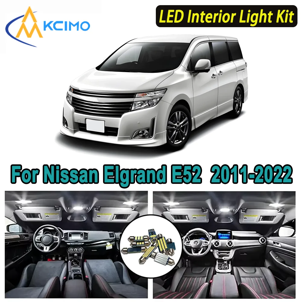 

Kcimo LED For Nissan Elgrand E52 (2011-2022) Premium Bright LED Interior Dome Map Trunk Light Kit Car Led Lamps Car LED Lights