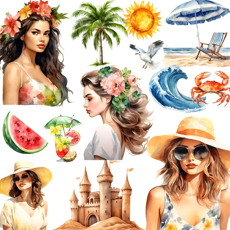 

20Pcs/Pack Sunshine Beach Vacation Sticker DIY Craft Scrapbooking Album Junk Journal Decorative Stickers