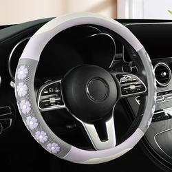 New 3D Floral Pattern Steering Wheel Cover Universal 14.5-15 Inch Anti-slip and Wear-resistant, Universal for All Seasons