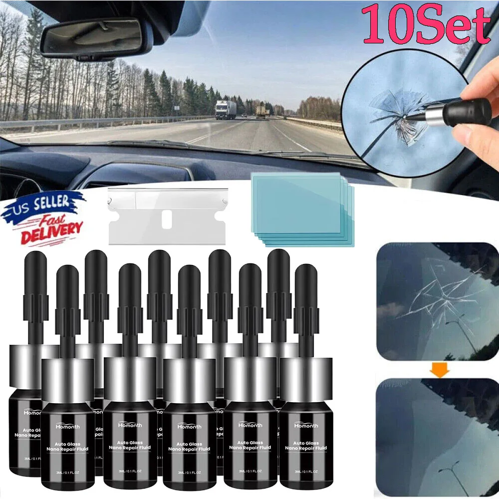 

10 шт., домашняя 3 мл нано-ремонтная жидкость для ремонта автомобильного стекла, клейкая нано-ремонтная жидкость для лобового стекла автомобиля, водонепроницаемая