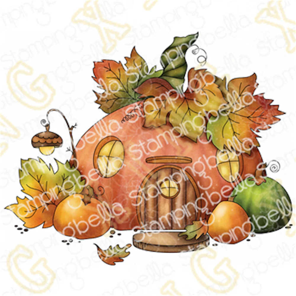 

Pumpkin House Backdrop Metal Cutting Dies Clear Stamps Scrapbook Diary Decoration Embossing Template DIY Greeting Card 2023 New