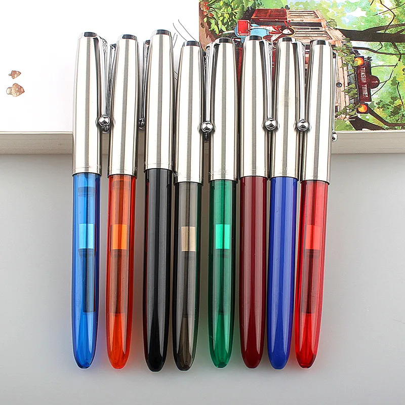 New Pattern Jinhao Plastic Pen Shaft Fountain Pen Fine EF 0.38mm Nib Metal Pen Cap School Supplies with Clip Smooth Writing