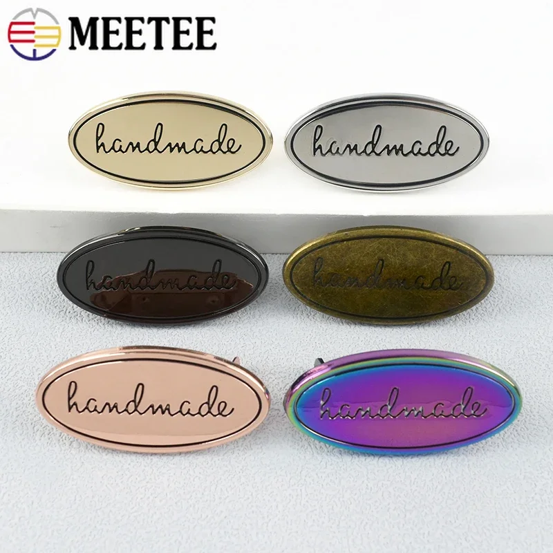 10-50Pcs 20*40mm Handmade Label Metal Buckles Bag Handcraft Labels Tag Decorative Button DIY Hardware Pin Buckle Accessories