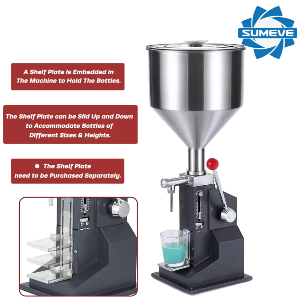 SUMEVE manual liquid filling machine with a graduated scale, 5-50ml paste and liquid bottles&cosmetics cream cans - A03 black