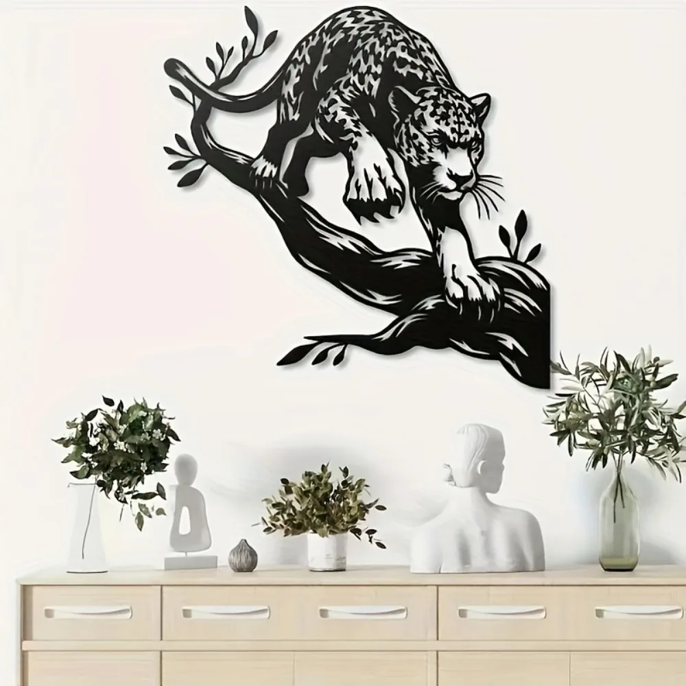 CIFBUY Iron Wall Art Leopard Metal Sculpture Jungle Decor Sign for Home Indoor Outdoor Yard Easy Hang