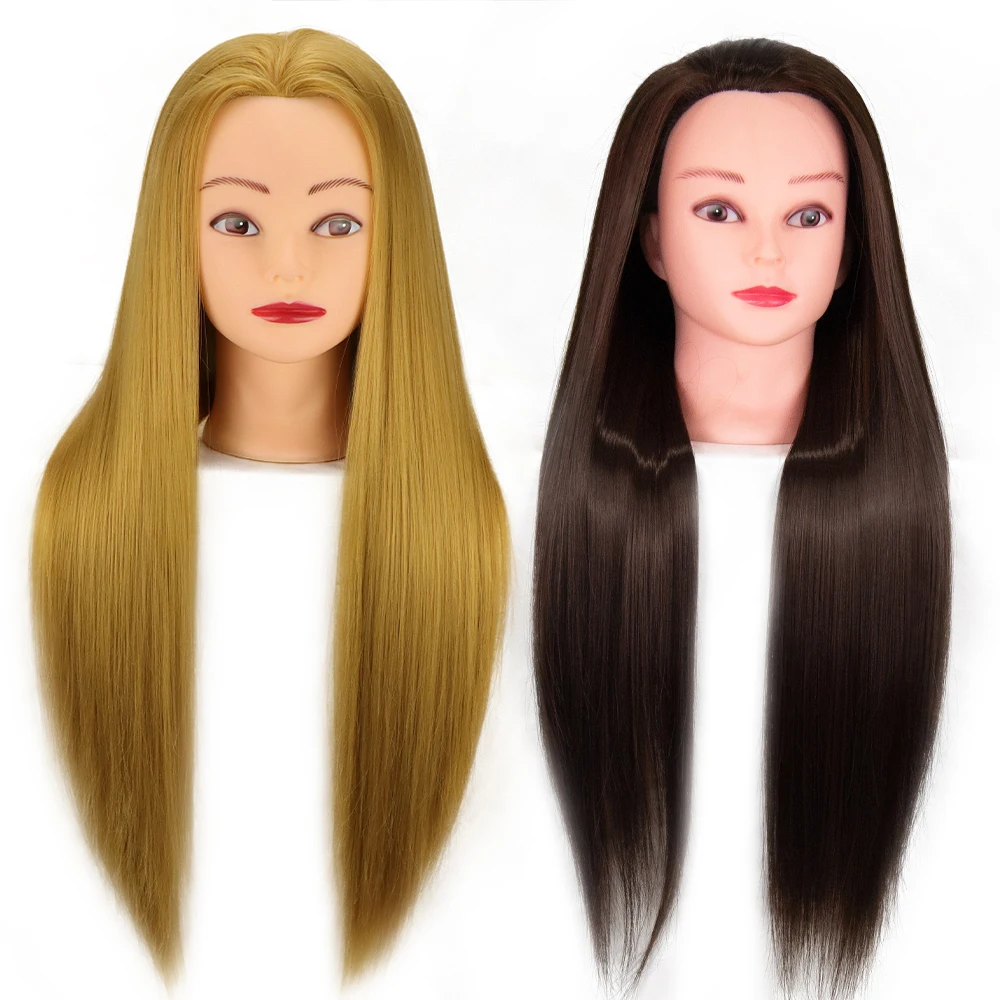 26inch Synthetic Fiber Hair Mannequin Doll Head For Hair Styling Training Head Braiding Manikin Cosmetology Head With Free Gift