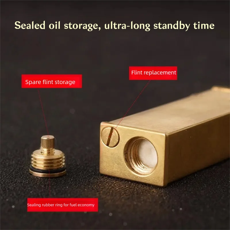 Retro Trench Lighter Full Brass Rare oIL Lighter Flip Cover Ignition Lighter Cigarette accessorie Men\'s Gift Gadgets