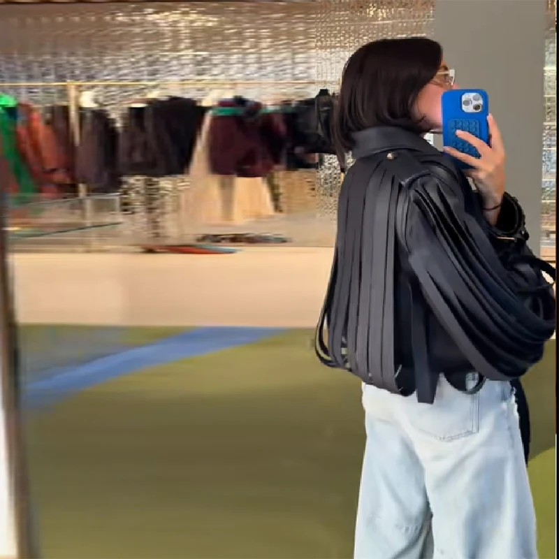 Chaqueta elegante de piel sintética para mujer, abrigo de gran tamaño de manga larga con solapa y cinturones, prendas de vestir a la moda para otoño e invierno 2025