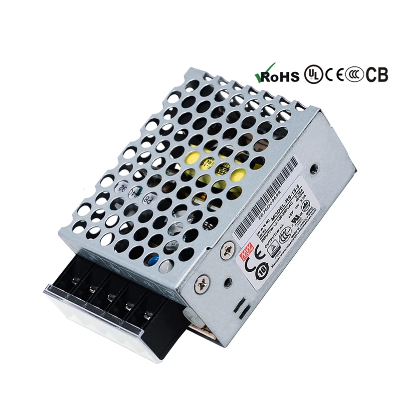 MEAN WELL 15W 5V 12V 15V 24V 48V Single Output Switching Power Supply RS-15-5 RS-15-12 RS-15-15 RS-15-24 RS-15-48