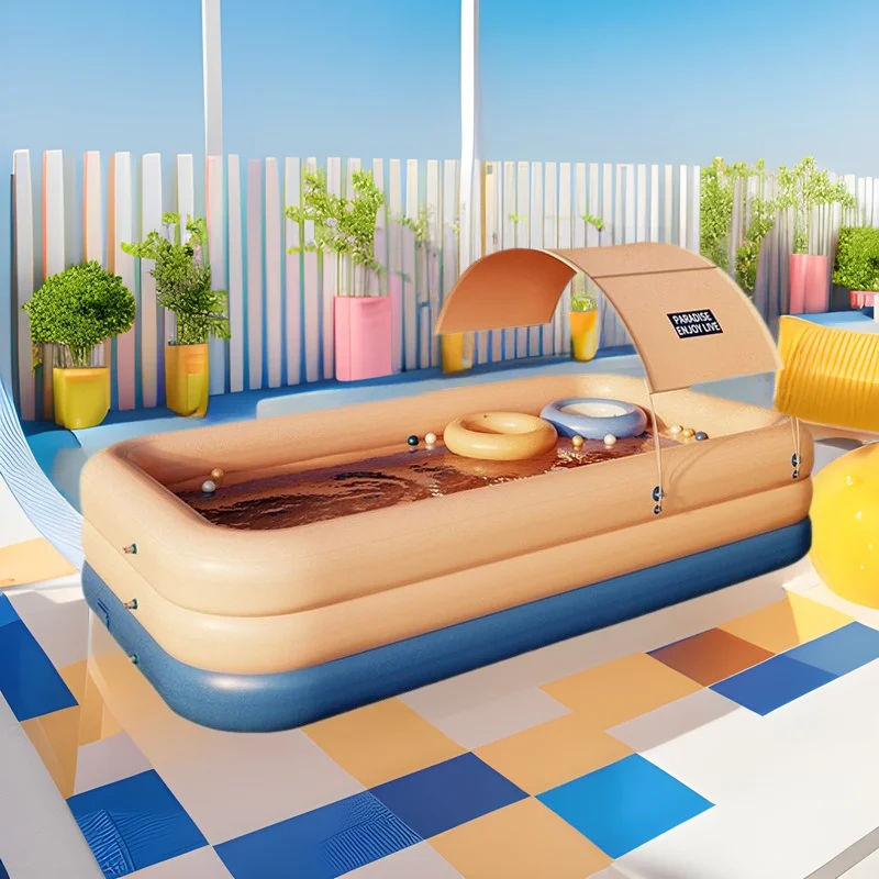 Inflatable Swimming Pool For Baby And Children Outdoor PVC Foldable Portable Sunshade With Swimming And Wading Sports