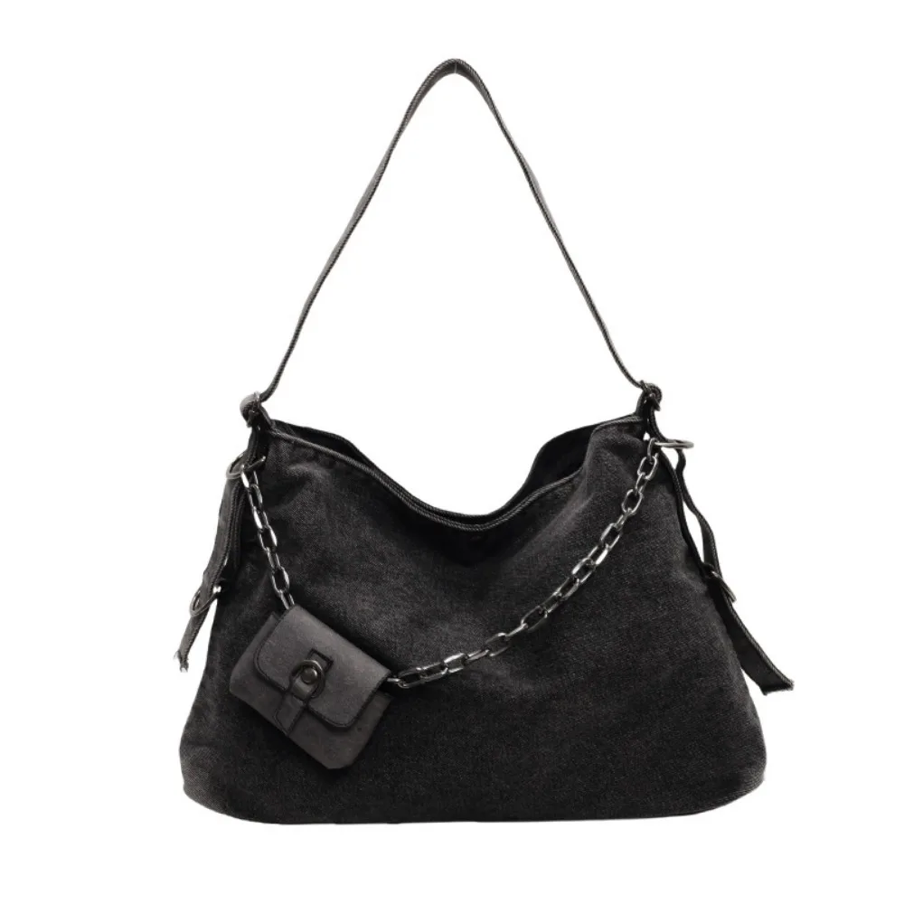 

Casual With Small Bag Denim Shoulder Bag Korean Style Retro Handheld Tote Bag Cross Body Versatile Satchel Bag Daily