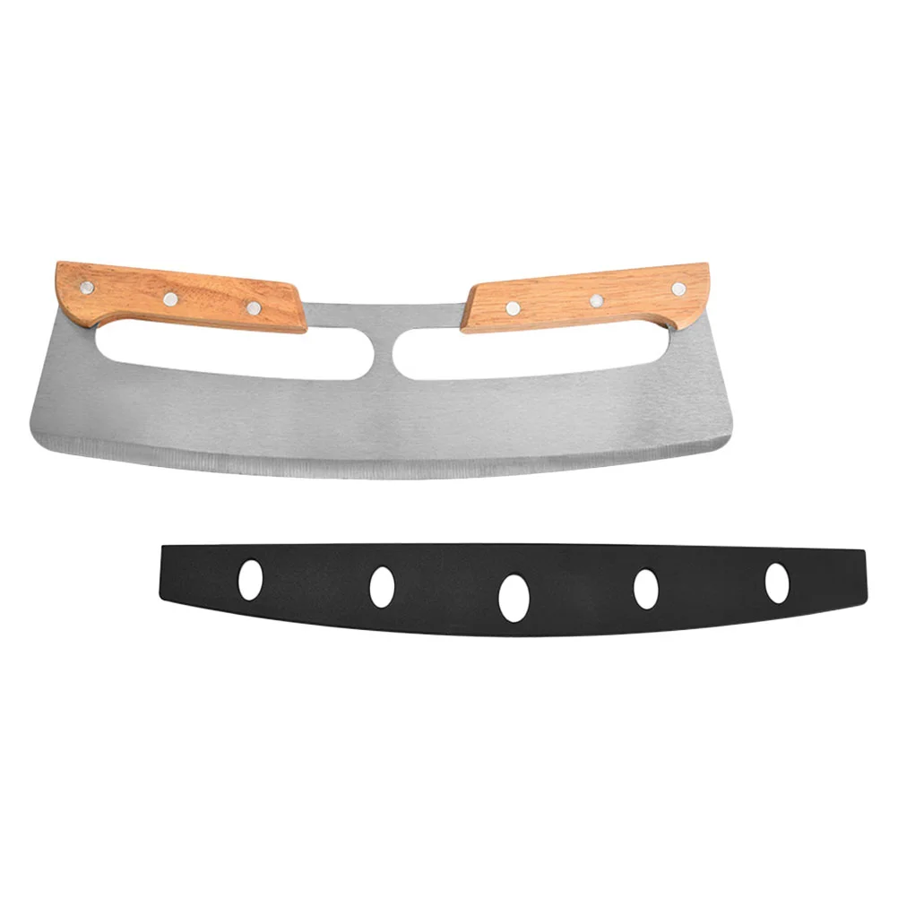 

Two Handle Wood Pizza Stainless Steel Semicircle Tool Dishwasher Safe Kitchen Pizza Supplies Roller Wheel