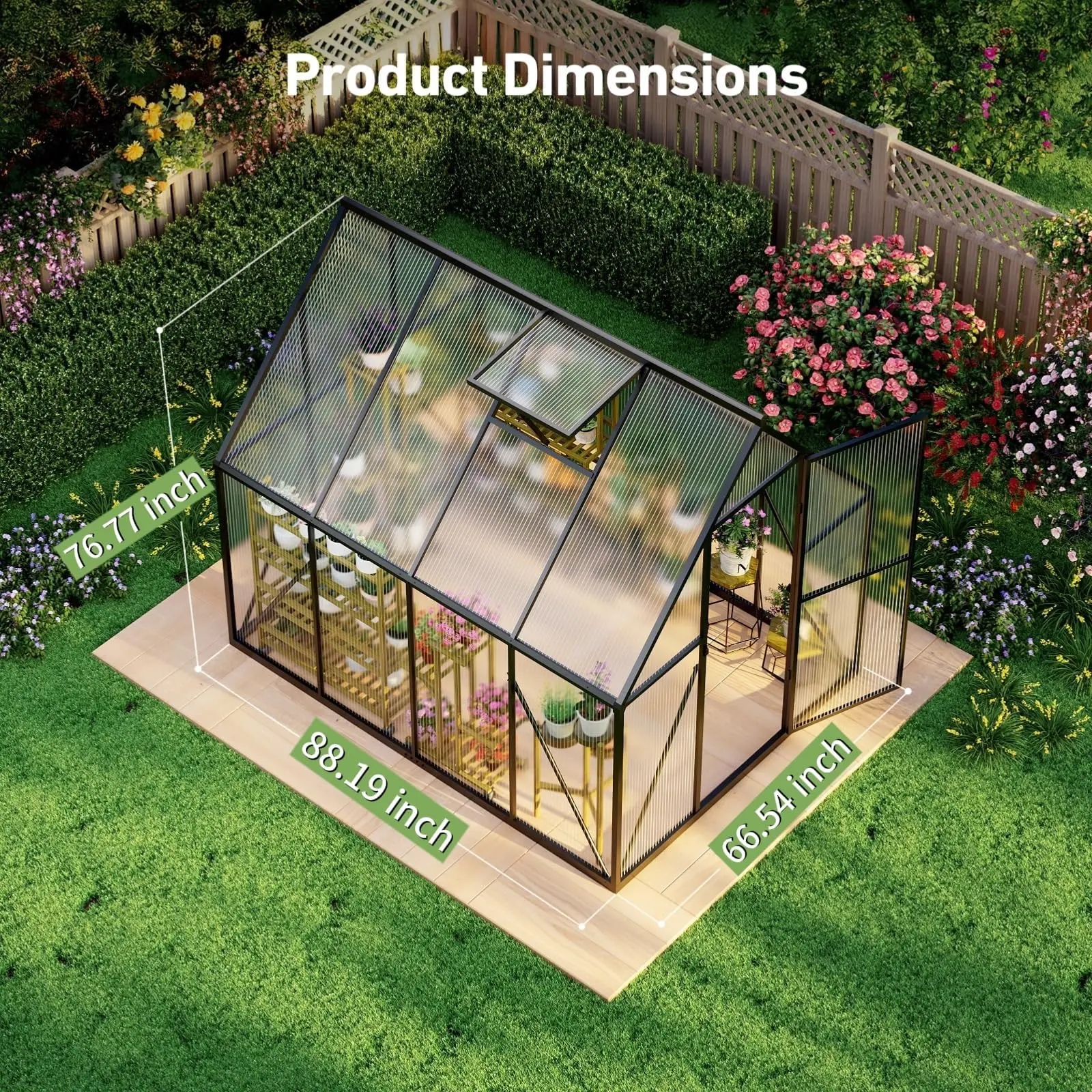 6x8 FT Greenhouse with Hygrometer, Windproof Warm Plant Green Houses