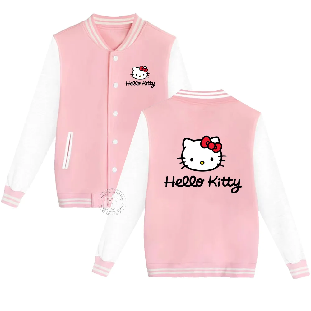 Sanrio Kids autunno/inverno giacca imbottita uniforme da Baseball ragazzi e ragazze 2-14 anni semplice cappotto allentato con stampa Hello Kitty