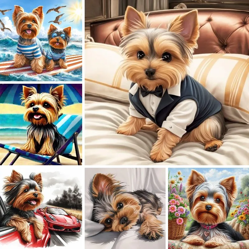 Handmade DIY Puppy Yorkshire Terrier Diamond Painting Kit Diamond Cross Embroidery Yorkies Diamond Mosaic Home Decoration