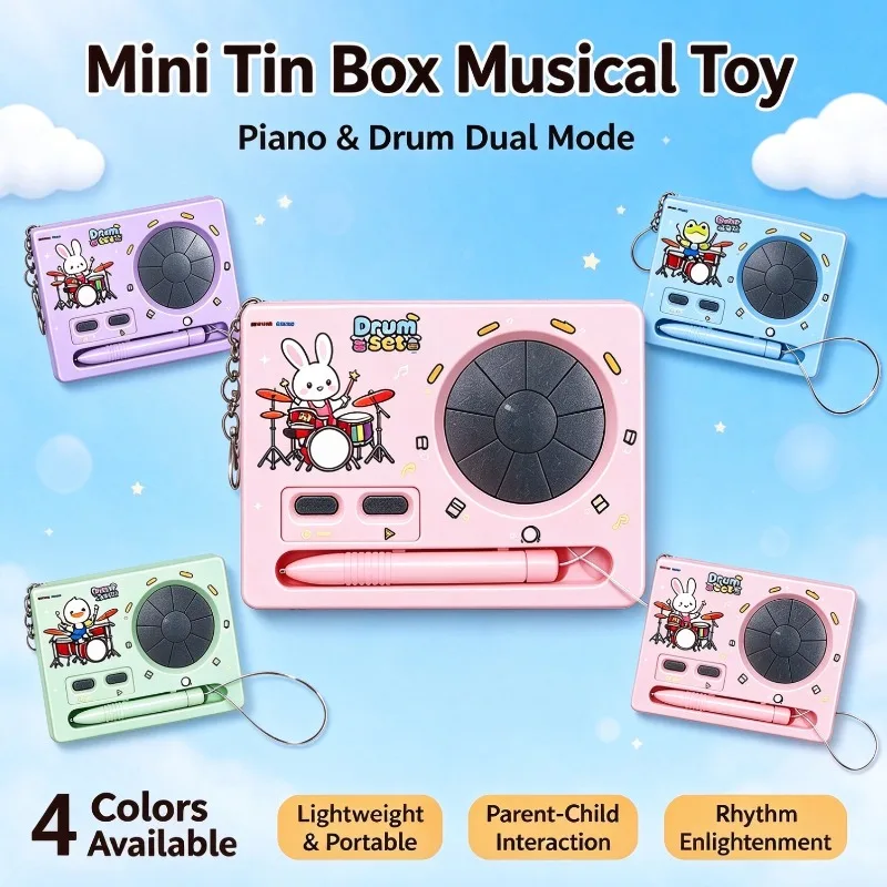 Mini Electronic Drum Piano Musical Toy Portable Keychain Tap Play Music Enlightenment Instrument Toy For Kids Gift