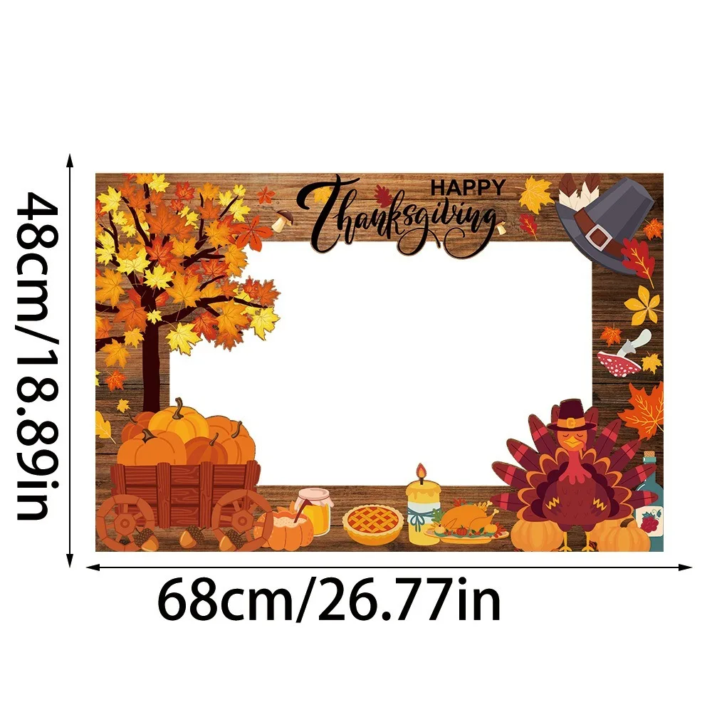 21pcs Cartoon Thanksgiving Photobooth Prop Mask Glasses Party Paper Frame Autumn Leaves Colorful Handheld Frame Prop Photo Booth