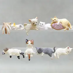 Cute Lying Cat Ornaments Cartoon Cat Statue Mini Resin Kitten Figurine Animal Miniature Fairy Garden Doll House Decoration