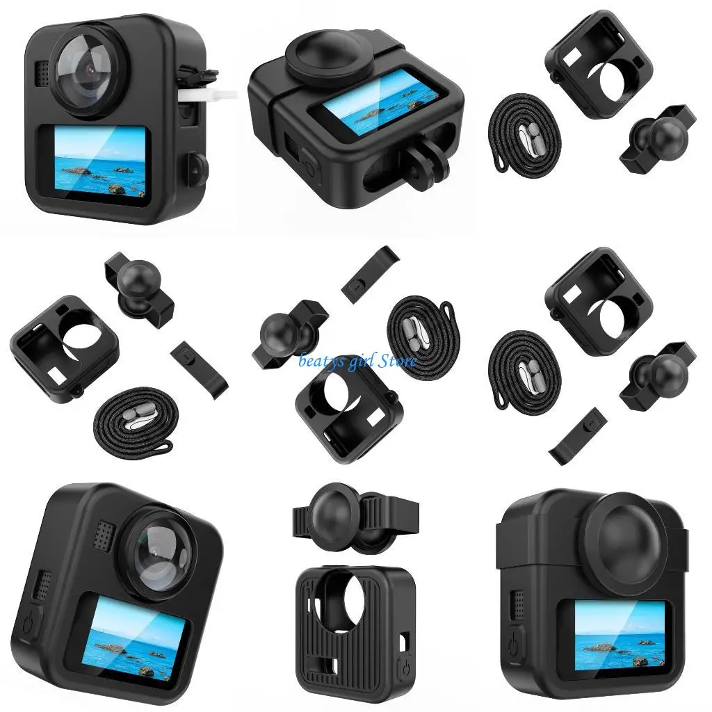 

C7AB Secure Grip NonSlip Silicone Cover For MAX2 Cameras Includes Carrying Strap AntiDust Lens Cover Snug Fit Protections