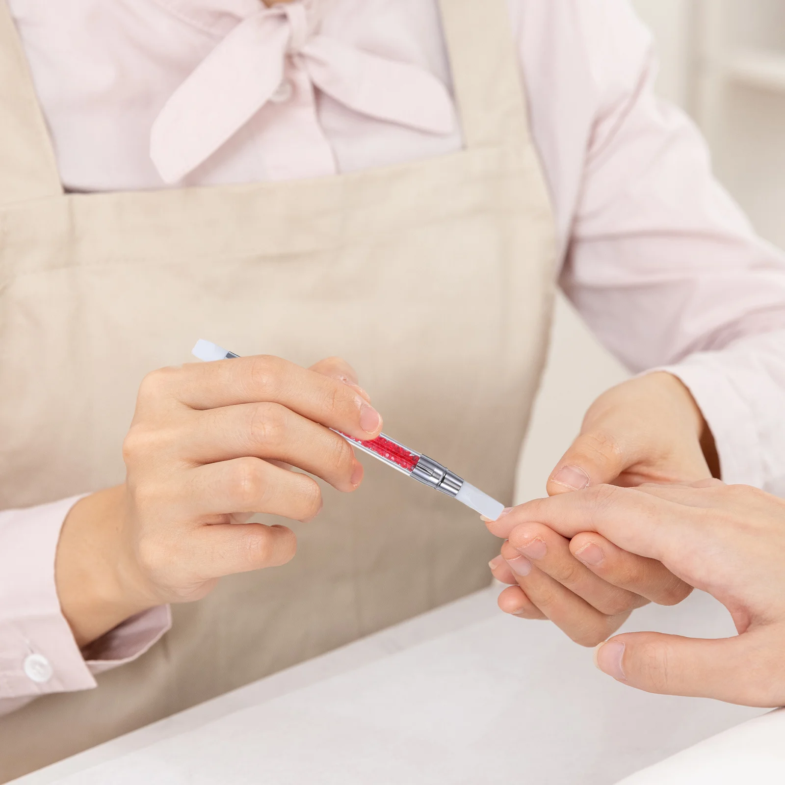 10Pcs Nail Art Tools Pen Ergonomic Acrylic Handle with Flexible Silicone Tips for Nail Carving Dotting Foil Powder Application