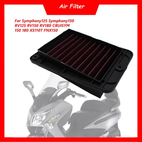 SYM Symphony 125 150 RV125 RV150 RV180 CRUISYM 150 180 XS110T FNX150 용 오토바이 고유량 에어 필터 클리너 흡기 요소 SYM Symphony 125 150 RV125 RV150 RV180 CRUISYM 150 180 XS110T FNX150 용 오토바이 고유량 에어 필터 클리너 흡기 요소