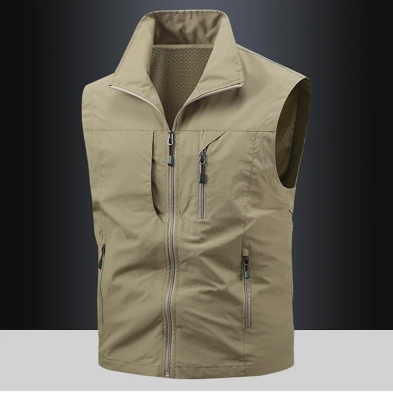 Mens Golf Lightweight Casual Vest Breathable Zip Pockets Golf Course Sports Spring Summer Gilet Outerwear Vest