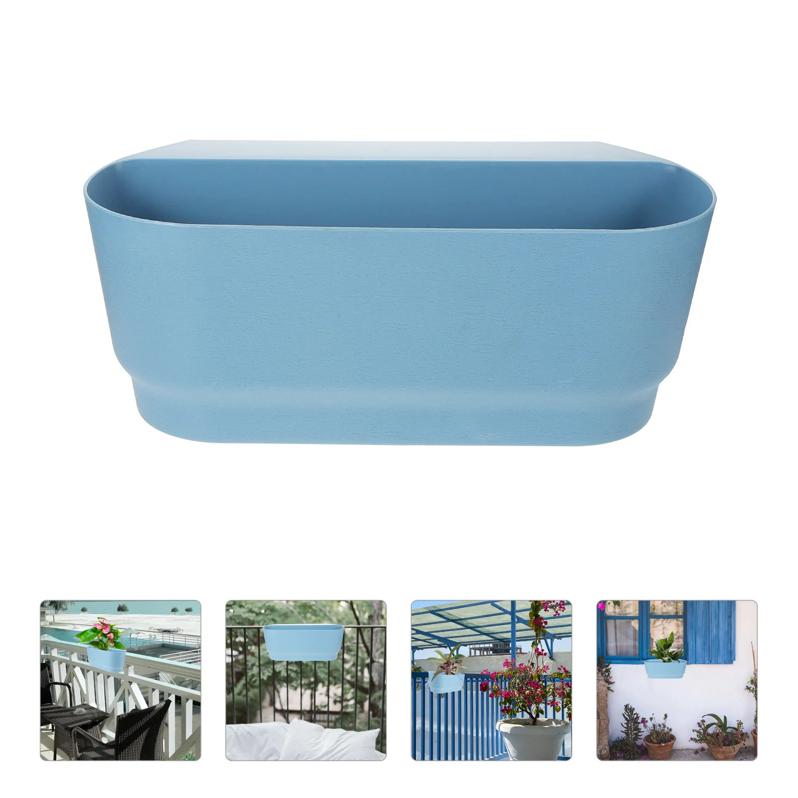 

Balcony Flower Pot Hanging Succulents Planting Water Storage Large Blue Railing Planter The Fence Sky-blue Plastic Garden