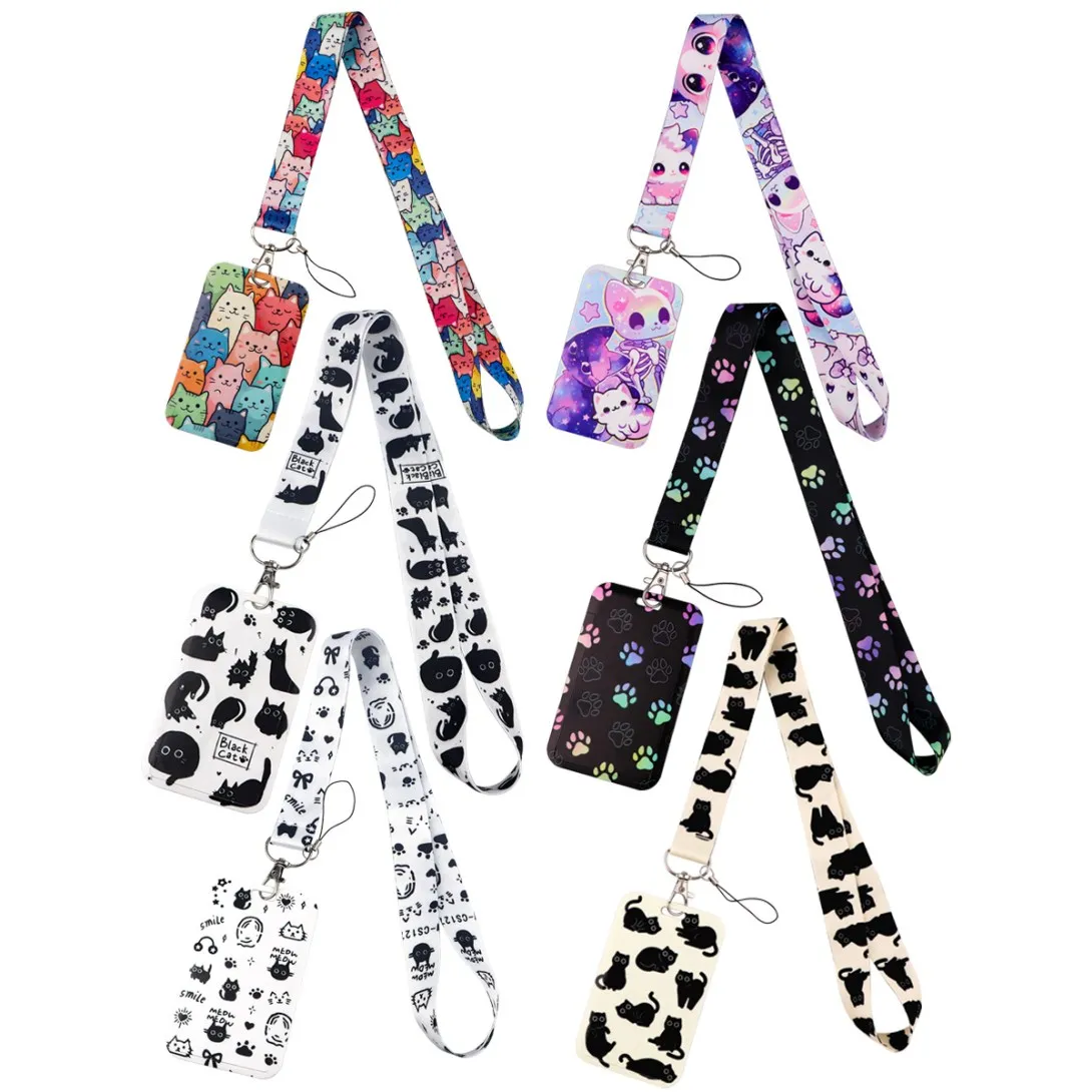 Cute Cats Lanyard Neck Strap For Keychain ID Card Gym Mobile Phone Straps Badge Holder Hang Rope Keyring Accessories Gifts