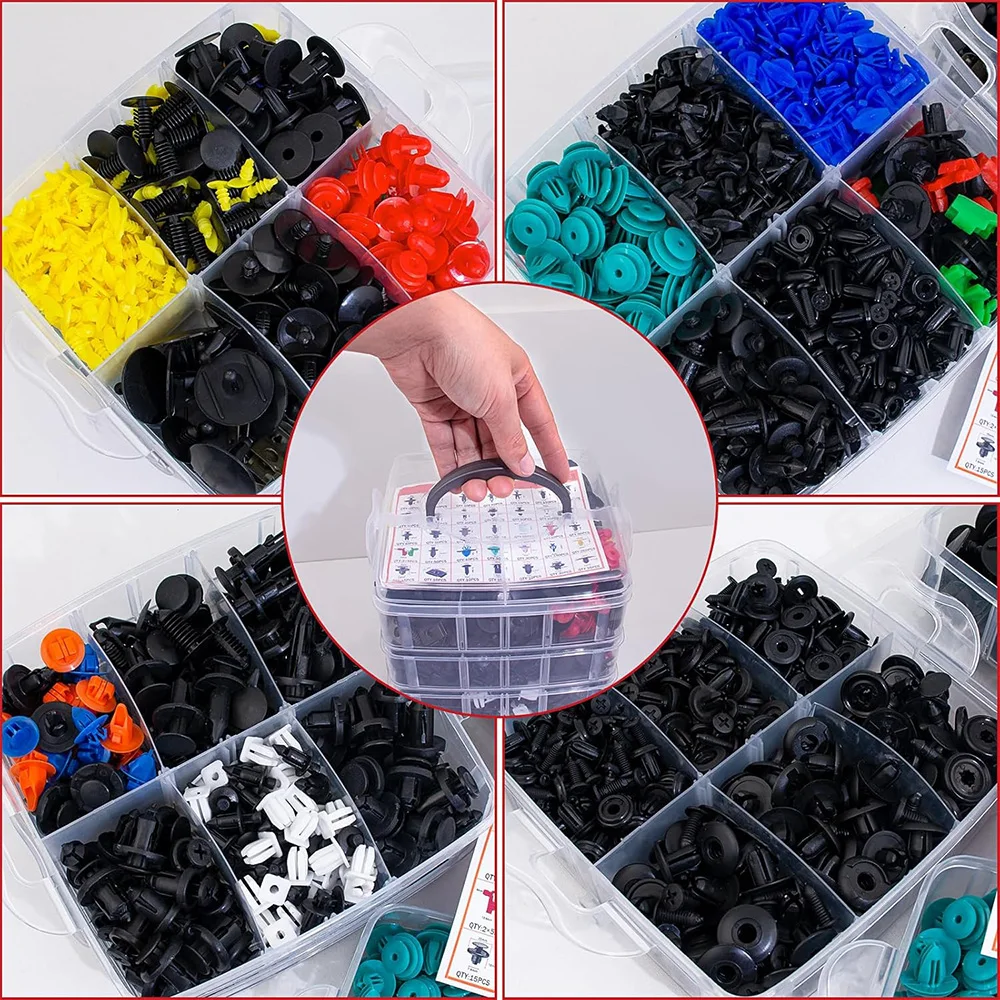 Auto Retainer Clips 1910Pcs Car Body Push Retainer Pin Rivet Bumper Door Trim Panel Retainer Fastener Kit Auto Removal Tools