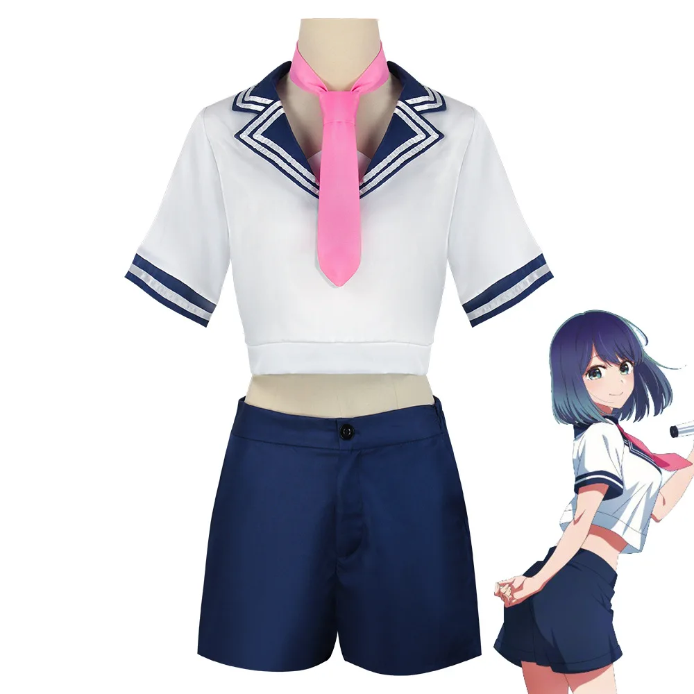 

Anime Oshi No Ko Cosplay Kurokawa Akane Cosplay Costume Outfit JK School Uniform Shirt Shorts Tie Halloween Carnival Suit