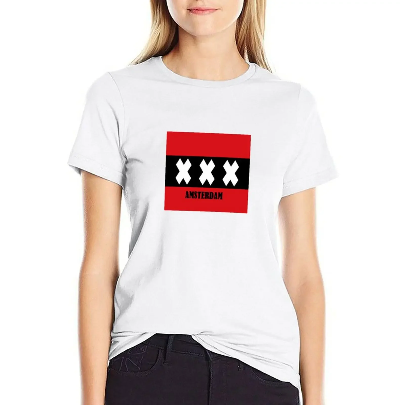 

Flag of Amsterdam T-shirt summer top Female clothing Women t shirt