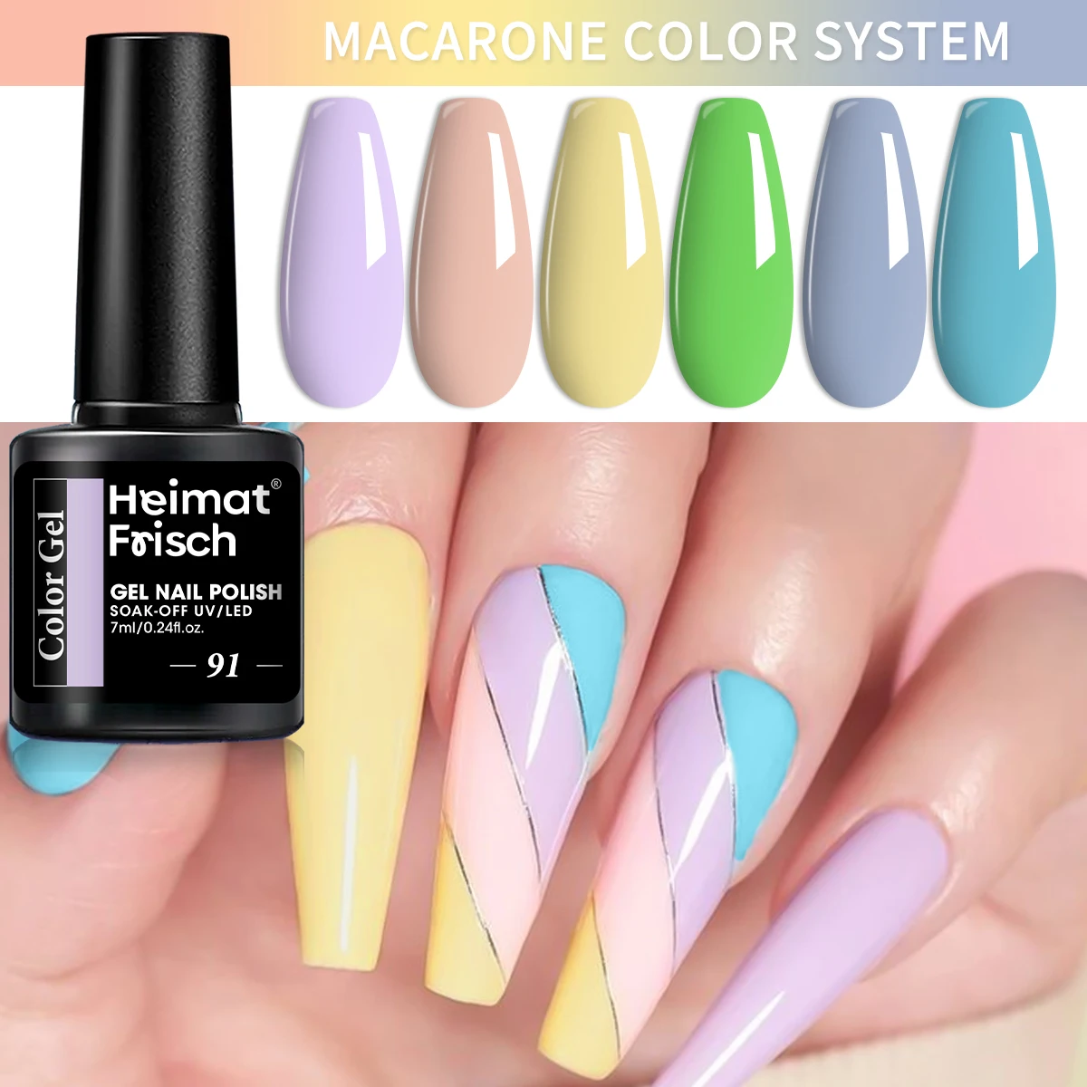 Juego de esmalte de uñas en gel macarrón de 12 piezas, con colores dulces vibrantes, acabado brillante y sin alcohol.