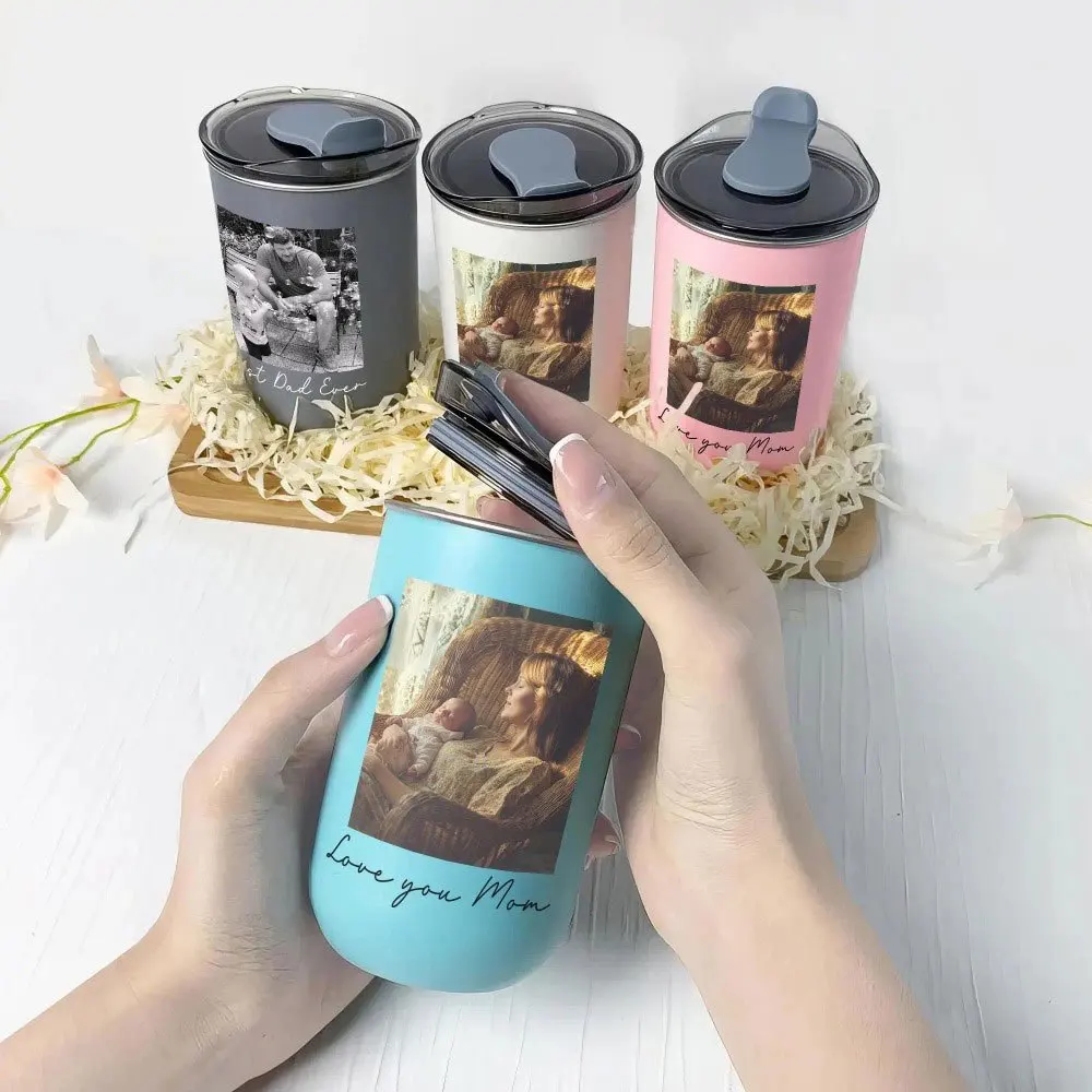 Custom Photo Tumbler Custom Picture Text Insulated Stainless Steel Cup Father Mother Birthday Christmas Gift for Mom Dad.