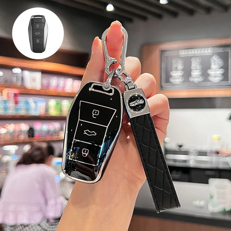 Full Cover TPU Key Case for JAC X4 X6 X7 X8 A5 - Shockproof Protective Key Fob Shell in Black White Gray Purple