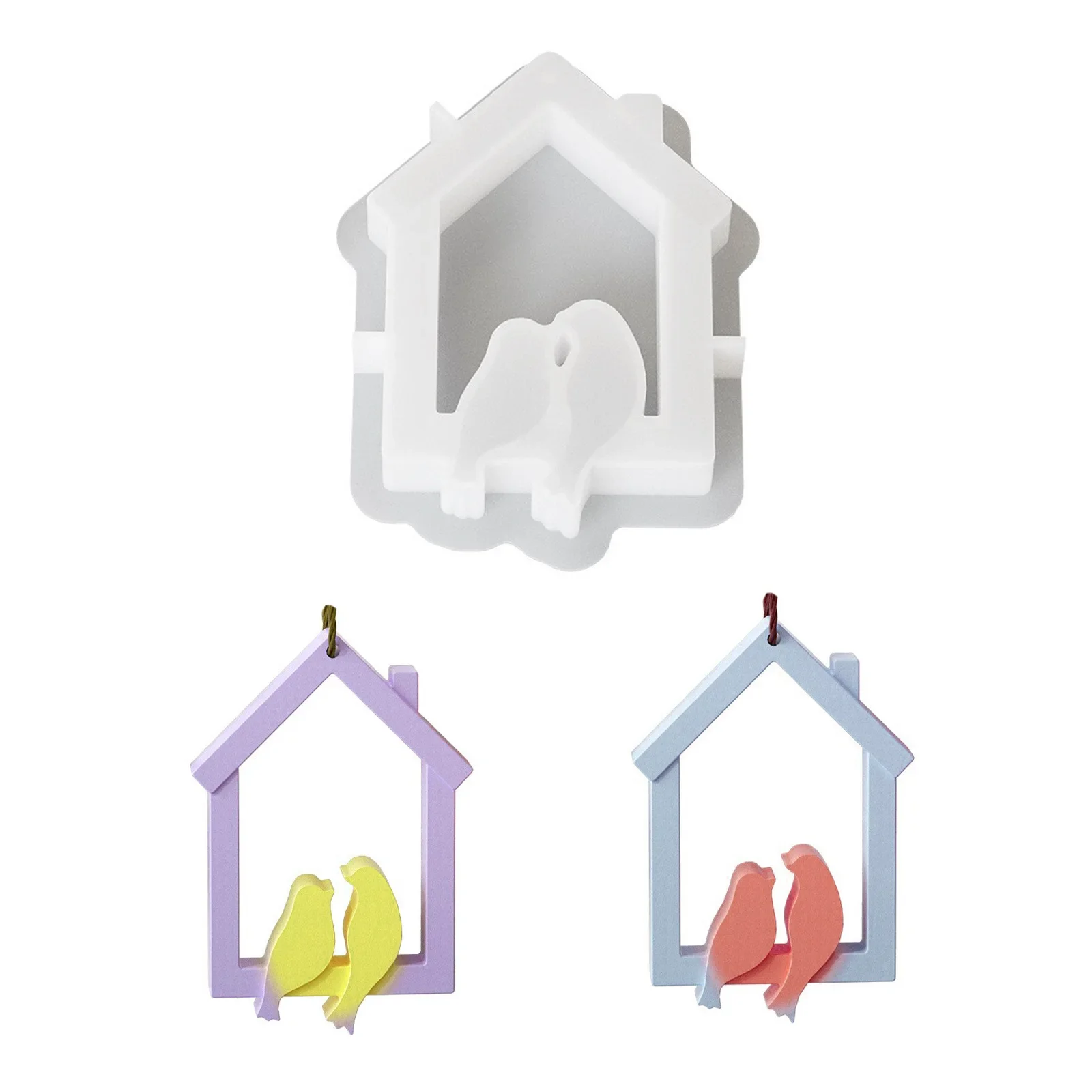 DIY Love Bird Scented Gypsum Decorative Mold for Chimney House Hanging Bird Ornaments Silicone Mold Piece