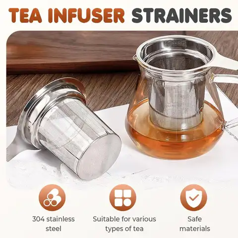 Stainless Steel Tea Filter Baskets Mesh Cup Strainer Funnel Filter Tea Handle Tea Filter Reusable Infuser  Tea Accessories