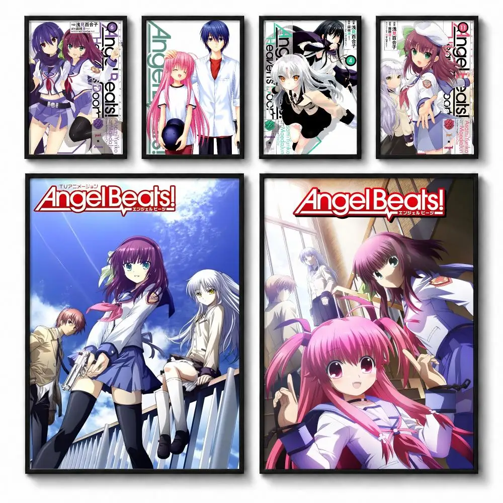 Anime A-Angel B-Beats Poster Self-adhesive Art Waterproof Paper Sticker Coffee House Bar Room Wall Decor