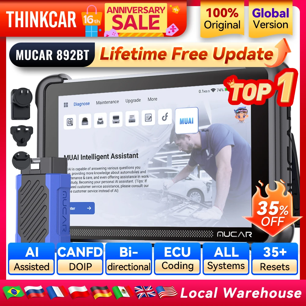 

Программирование ключей MUCAR 892BT с автомобильным диагностическим инструментом TKEY 101, двунаправленный сканер Obd2, кодирование ЭБУ CANFD DOIP 35, сброс