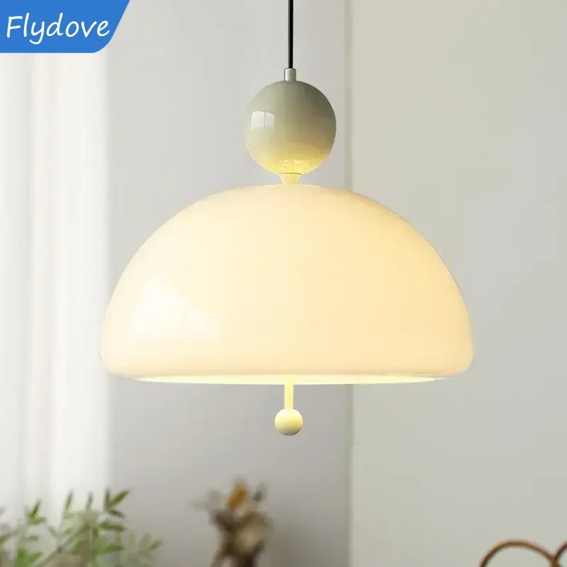 New Personalized LED White Jade Glass Pendant Light Creative Restaurant Coffee Shop Bedroom Study Pendant Light Indoor Lighting