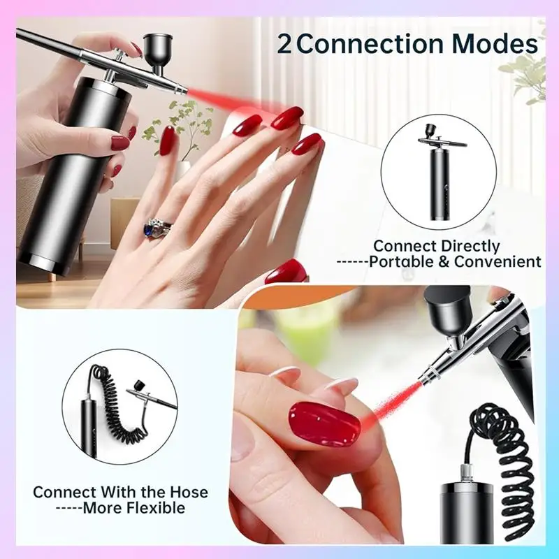 ABRG-Airbrush Set Airbrush Portabel dengan Kompresor Set Airbrush Genggam Ideal untuk Tugas Kompleks Seperti Tato/Manikur