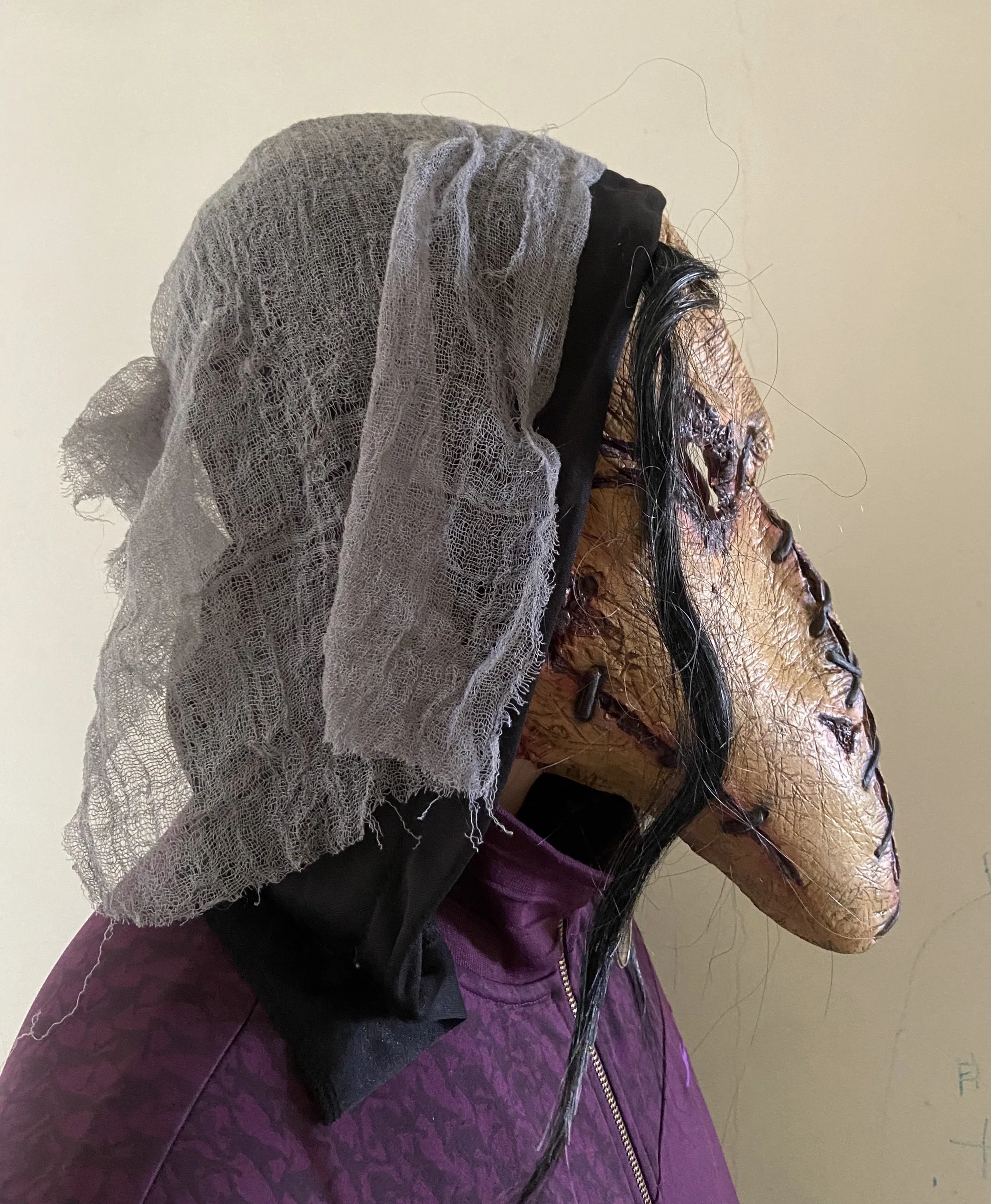 Realistic Stitched Long Nose Latex Mask Scary Horror Cosplay Mask for Halloween Masquerade Carnival & Themed Party Costume Props