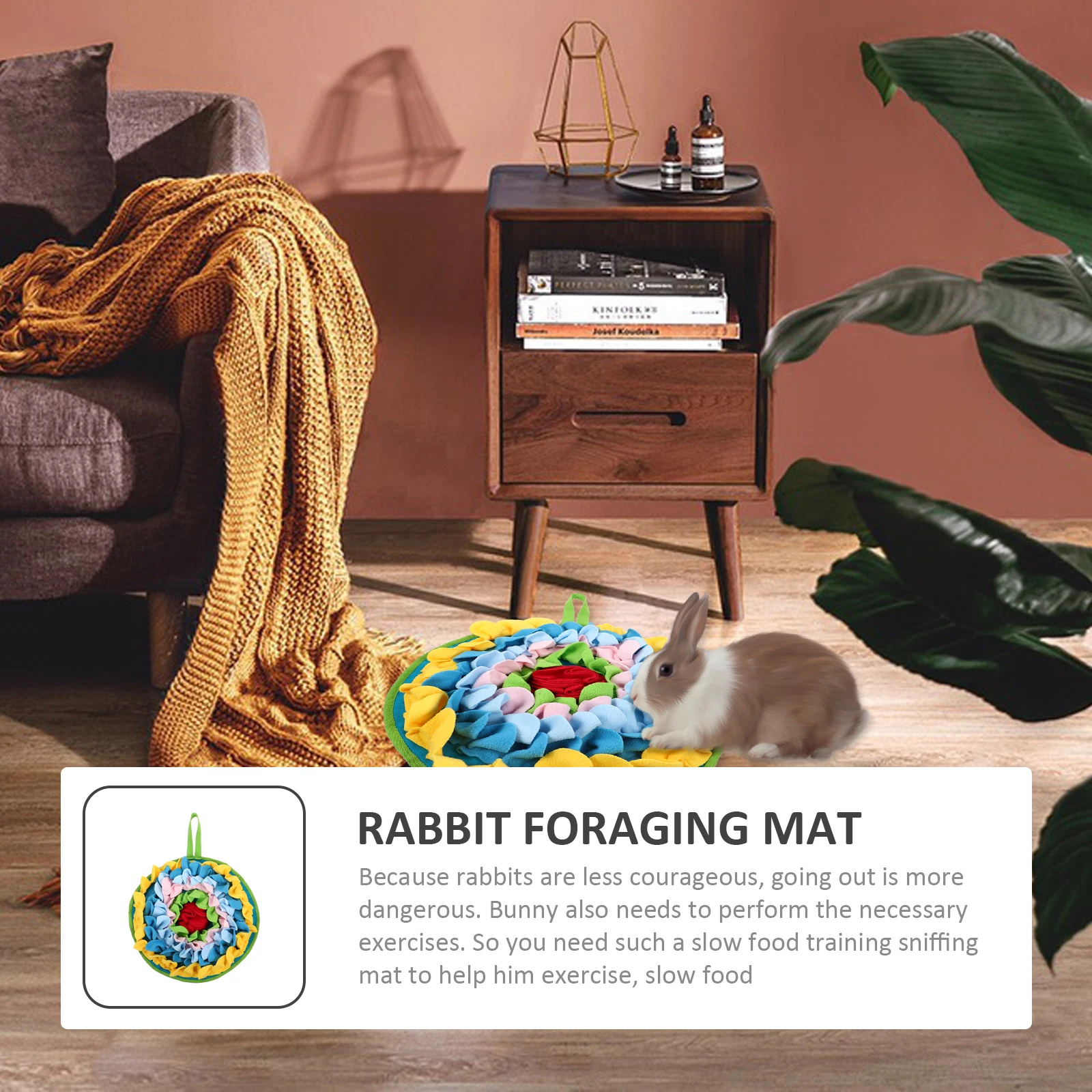 

Pet Training Cushion Rabbit Foraging Mat Durable Non Slip Feeding Mat Slow Feeding Puzzle Interactive Bunny Treat Dispenser